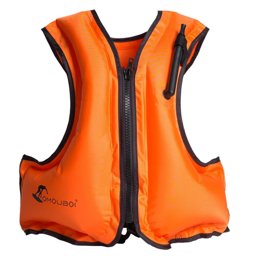 (Yellow) Inflatable Life Jackets Swim Vest for Adult Safety Snorkel Flotation Jackets Kayaking Buoyancy Aid Swimming Fishing Boating Diving Vest Water Sports Equipments for Beginner 80-220 lbs