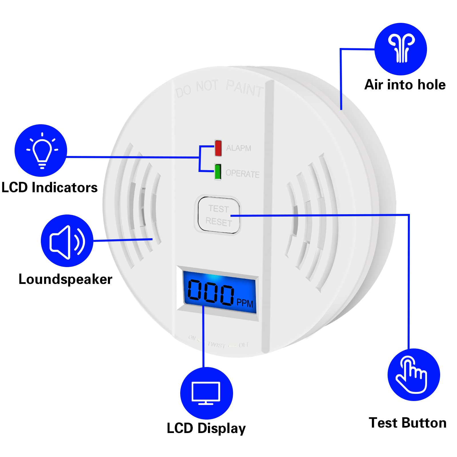 Carbon Monoxide Detector,CO Alarm Detector with Digital Display and Sound Alarm For Home,Office Combination Detector Alarm Battery Powered