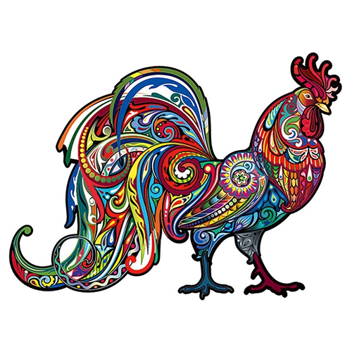 The Rooster Wooden Puzzle Unique Animal Shape Puzzle Colorful Jigsaw