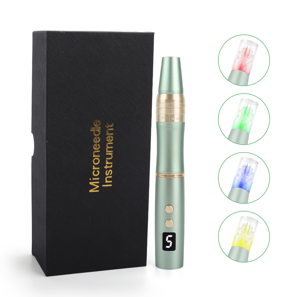 Derma Pen Electric Wireless Microneedling Pen  Micro Needle Beauty Instrument Home Derma System Therapy 4 Colors Photorejuvenation Skin Needling Pen
