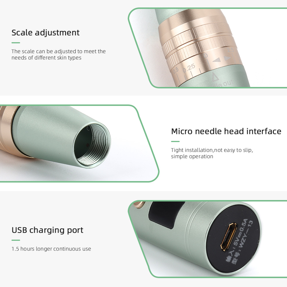 Derma Pen Electric Wireless Microneedling Pen  Micro Needle Beauty Instrument Home Derma System Therapy 4 Colors Photorejuvenation Skin Needling Pen