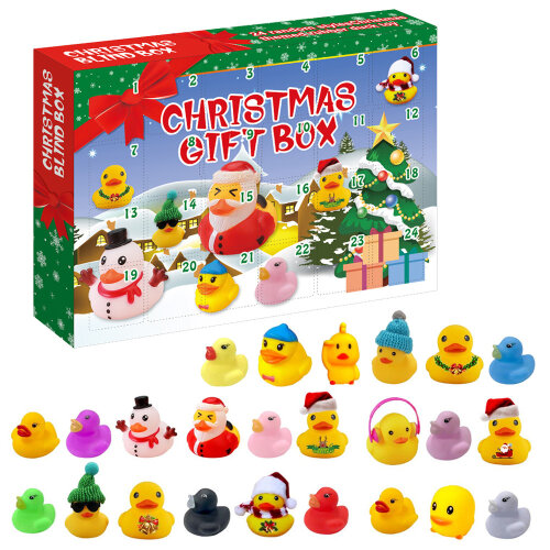 Christmas Countdown Advent Calendar 24 Rubber Ducks for Boys Girls and Toddlers Kid Toys Xmas Party Gifts
