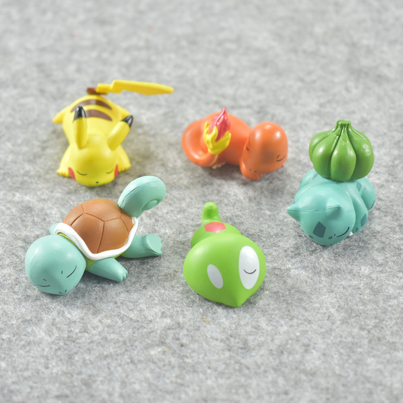 Pokémon Figure Toys Goodnight Friends Sleeping Series Mini Monster Pikachu Toys 5Pcs Collection Toy Set for Kids