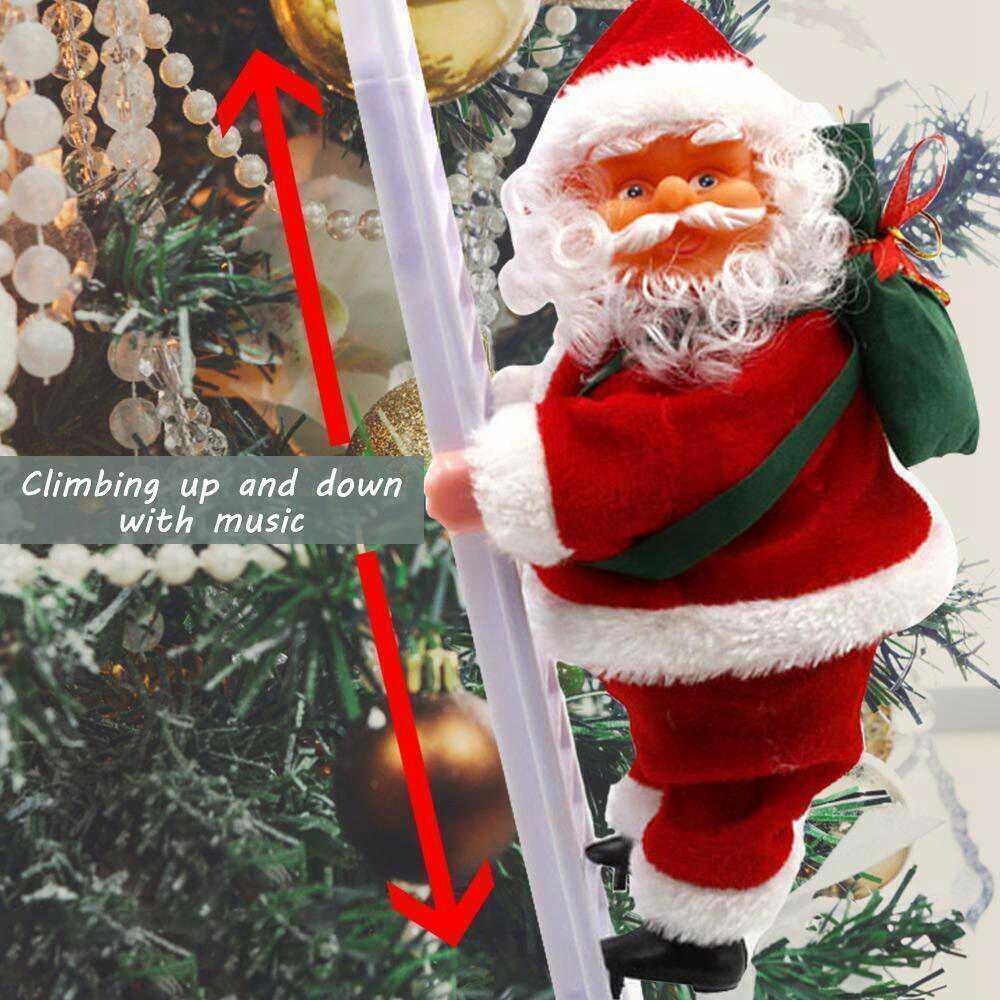 Electric Santa Claus Climbing Ladder Christmas Ornament Decorations Christmas Tree Indoor Outdoor Party Decor