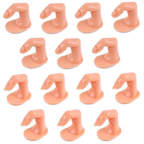 14Pcs Manicure Practice Hands Finger Practice Stand Plastic Fake Fingers Model Nail Training Finger for Acrylic Gel and Nail Art