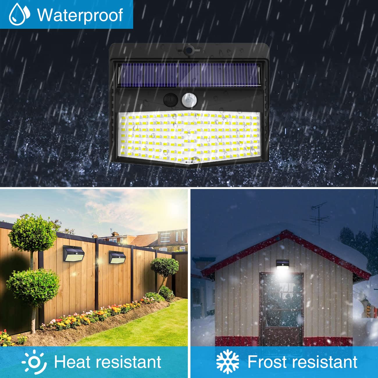138 LED Security Lights Warm White Outdoor for Fence Garden Yard Garage