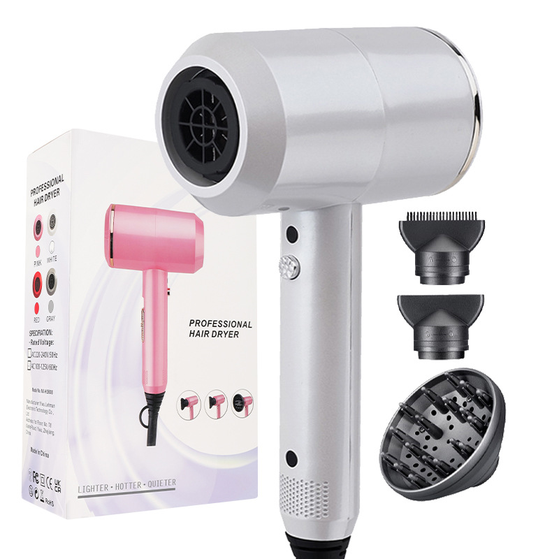 (Grey) Professional Hair Dryer Fast Drying Ionic Hairdryer Button for Women Man Home Travel Salon Hair Styling