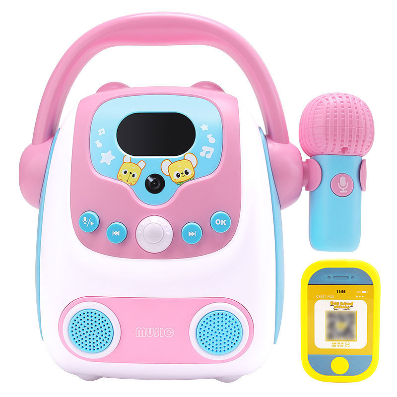 (Blue) Bluetooth Microphone Karaoke Toys For Kids Toys Birthday Gifts & Party Toys Simulated Payment Mini KTV
