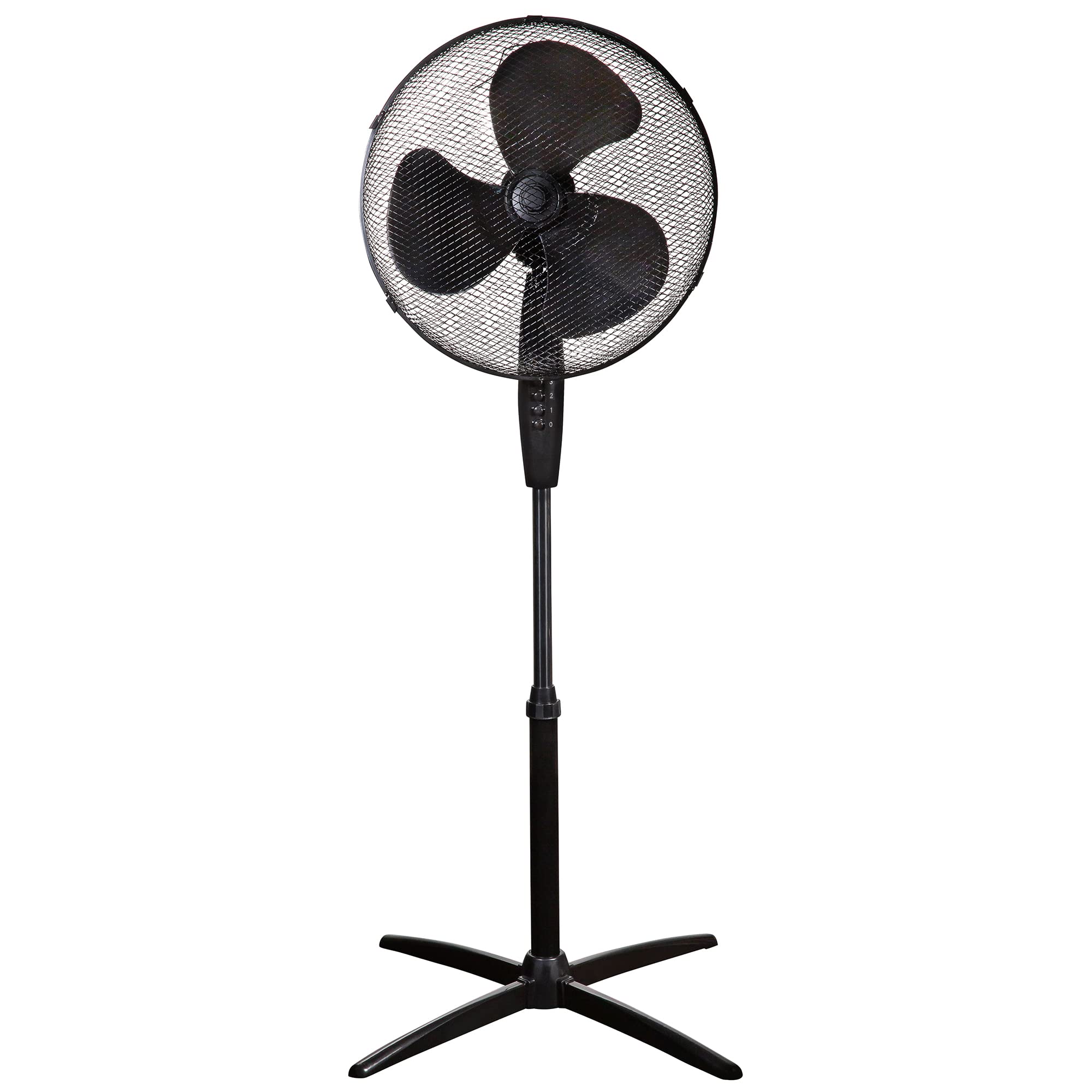16 Inch Lightweight Pedestal Fan 3 Speeds Wide-Angled Oscillation Powerful Airflow Adjustable Height