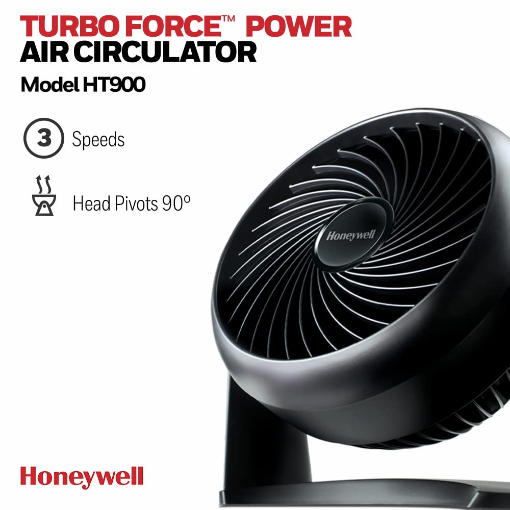 (Black) Honeywell TurboForce Power Fan Quiet Operation Cooling Variable Tilt 3 Speed Settings Wall Mount Feature Table Fan