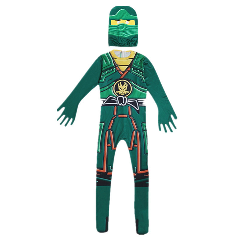(Red 110) Ninja Kids Jumpsuits Superhero Halloween Costumes Samurai Knight Cosplay Anime Carnival Masquerade Mask Zentai Boys Girls Christmas Party Dress Up