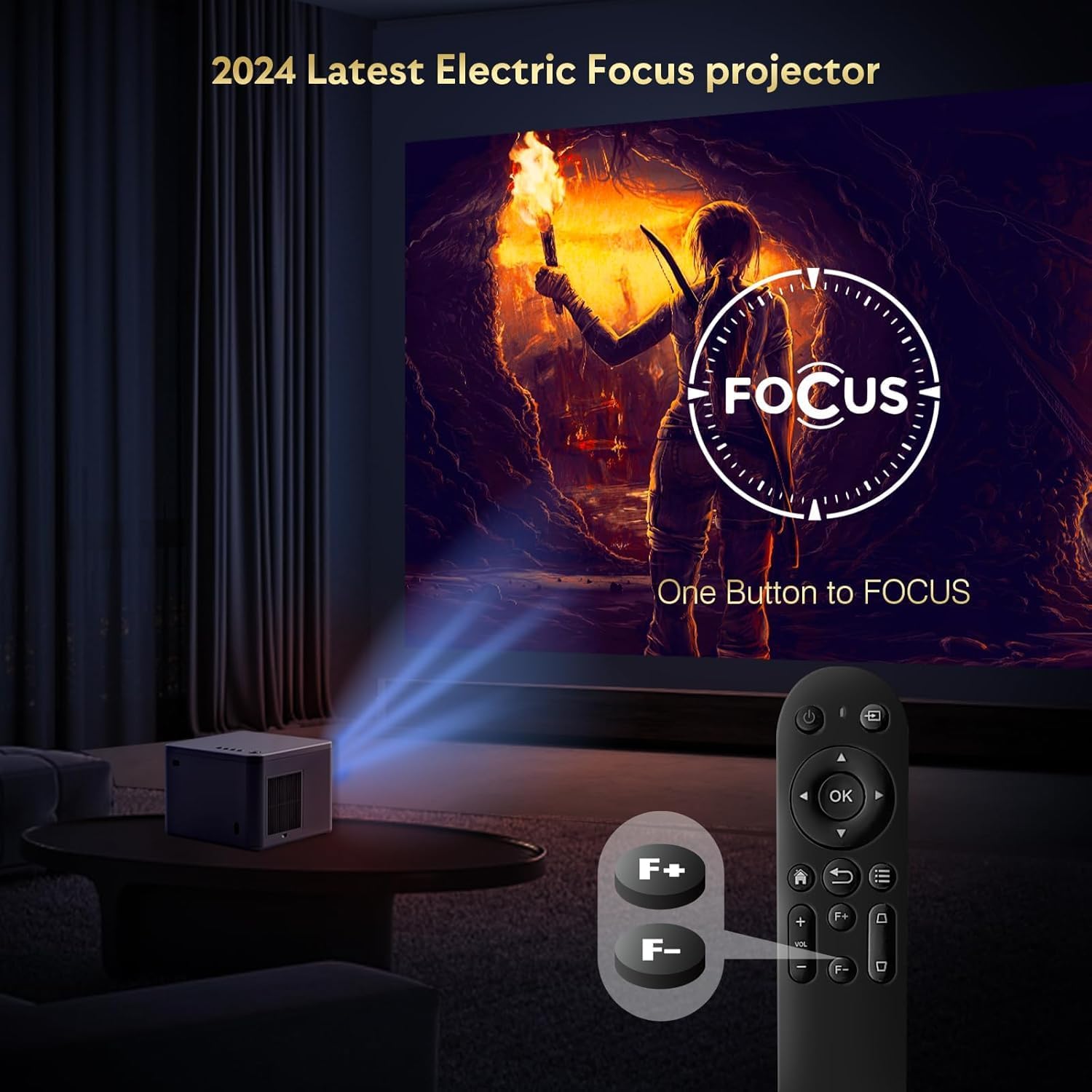 Projector 4K Electric Focus 6D 6P Keystone Zoom Supported 5G WiFi Bi Channel Bluetooth 20000L Native 1080P Movie Projector Mini Portable Outdoor Projector Compatible TV Stick Phone Laptop