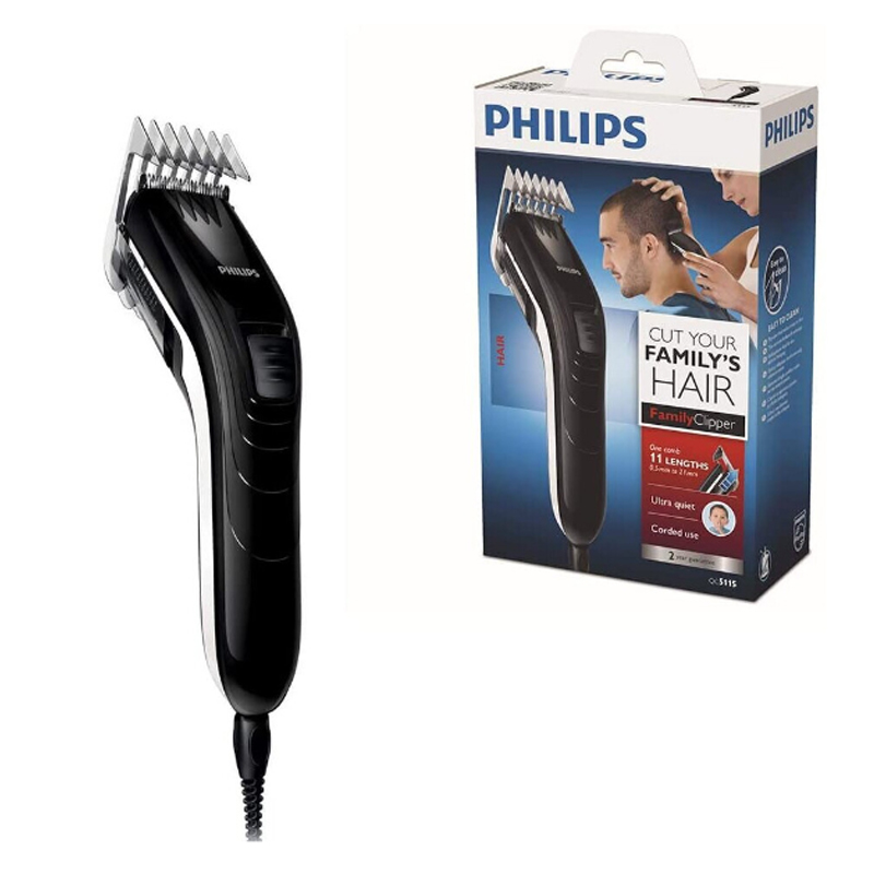 Philips Hair Clippers for Men, Ultra-Quiet Hair Clipper, Length Changing Dial with 11 Settings, Shelf-Sharpening Blades