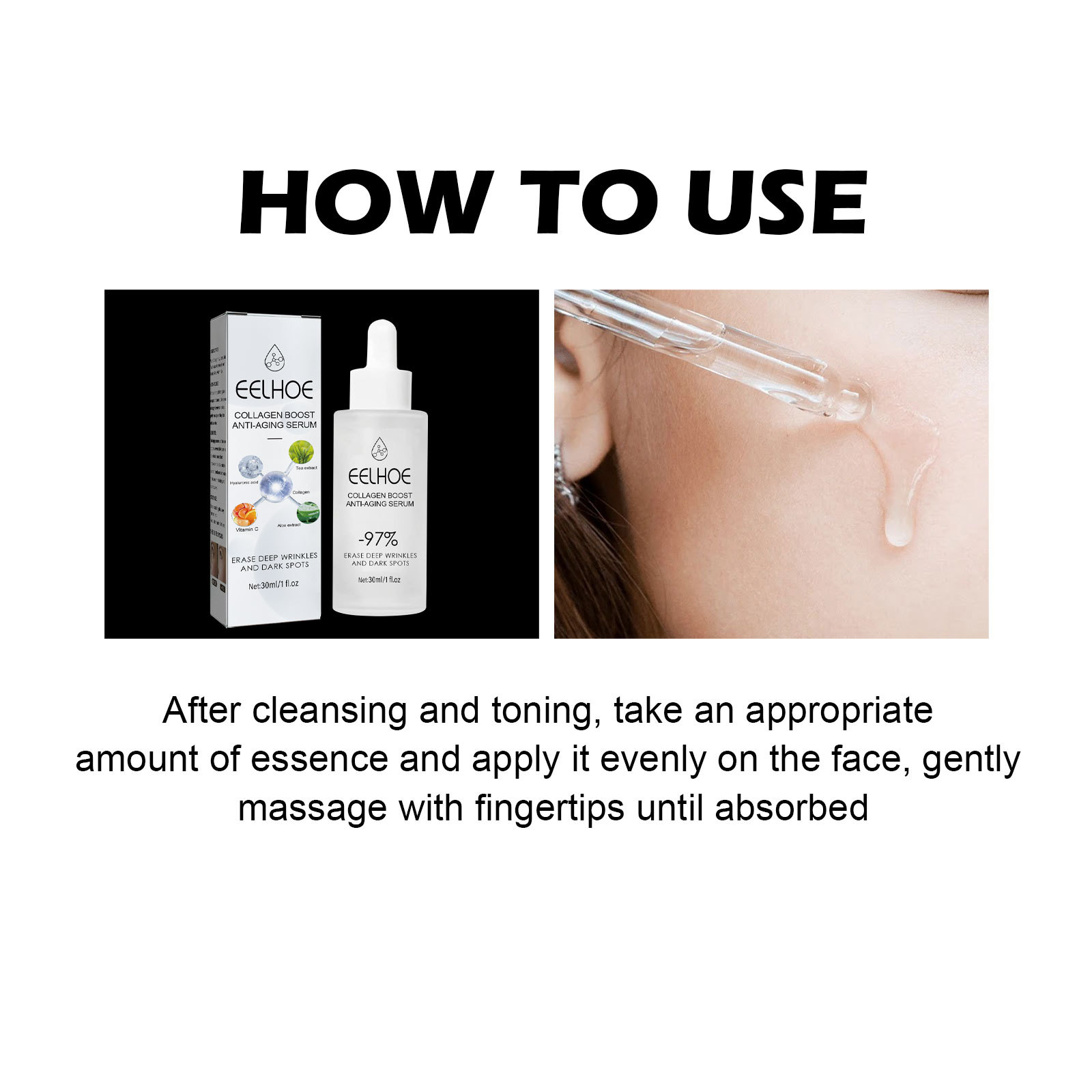 (1 PC) Collagen Boost Anti Aging Serum Wrinkle Removal Essence Moisturize Tightening Lifting Firming Spots Remover Fade Fine Lines Whitening Facial Skin Care