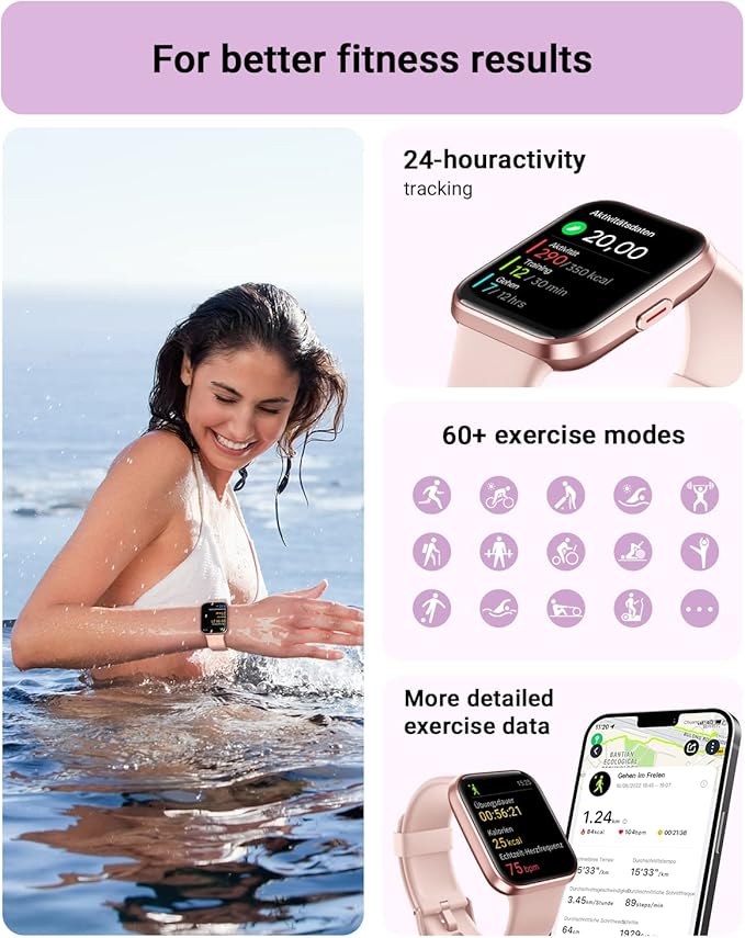 Smart Watch for Women Built-in 1.8 Touch Screen Fitness Watch with SpO2 Heart Rate Sleep Monitor
