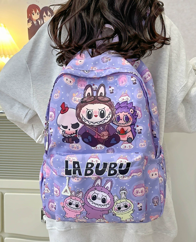 (Pink) Kids Cartoon School Backpack Durable Nylon Bag Lightweight Breathable