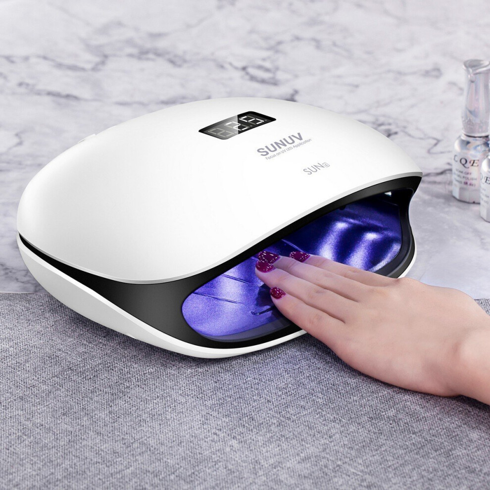 SUNUV LED Nail Lamp, SUN4 48W Professional Nail Lampe UV Nail Dryer for Gel Polish Builder with Sensor 4 Timer LCD Display and Double-Speed