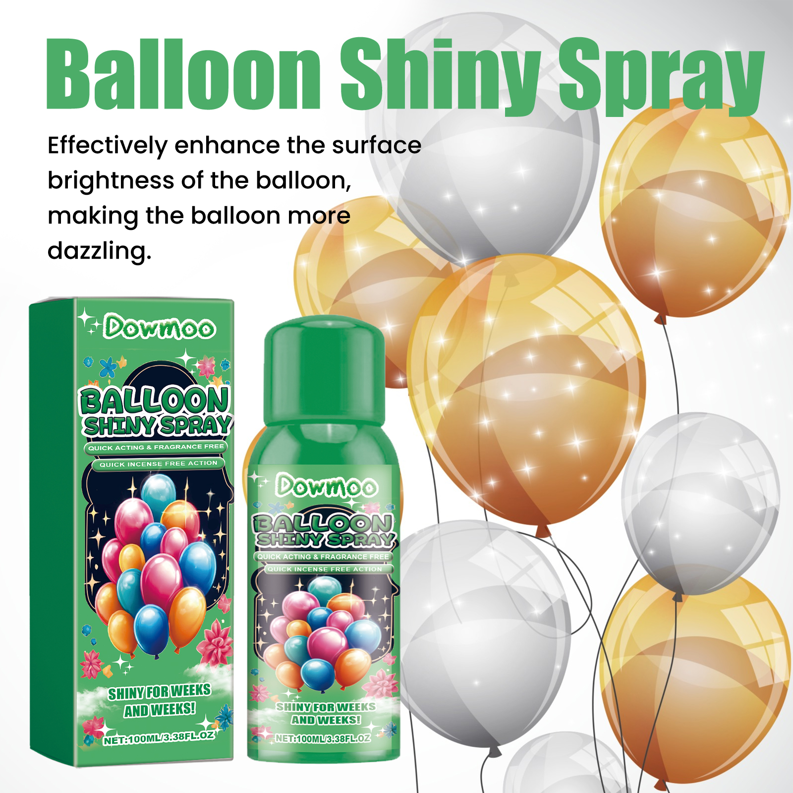 (60ml) Dowmoo Balloon Shiny Spray Anti Fading Polish Party Atmosphere Decoration Mist Long Lasting Shine Balloon Gloss Spray