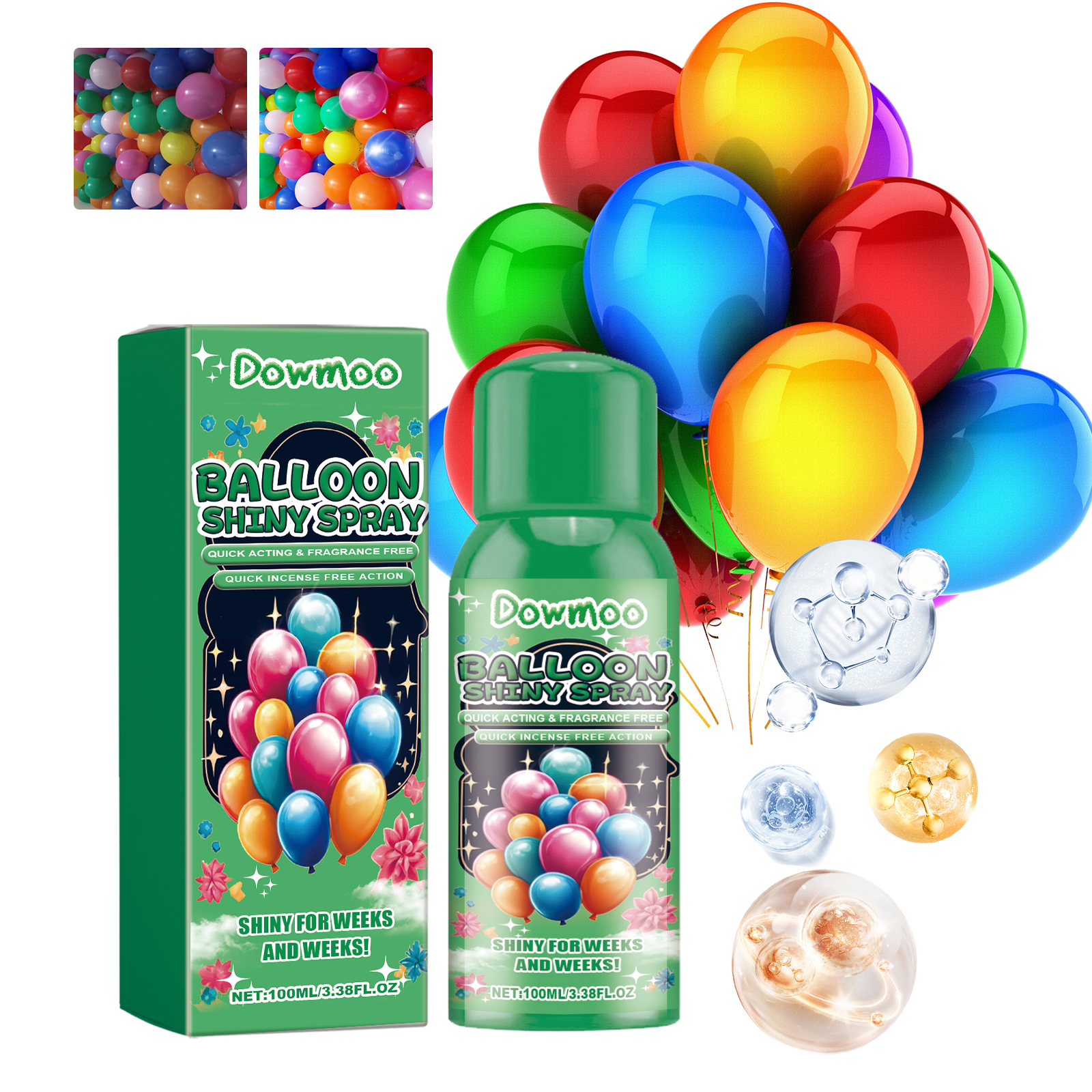 (60ml) Dowmoo Balloon Shiny Spray Anti Fading Polish Party Atmosphere Decoration Mist Long Lasting Shine Balloon Gloss Spray