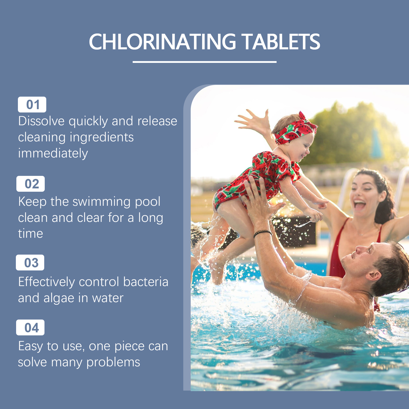 Pool Cleaning Effervescent Chlorine Tablet Long-Lasting Effervescent Tablets Water Care Pool Tablets For Hot Tub Water Cleaning ﻿