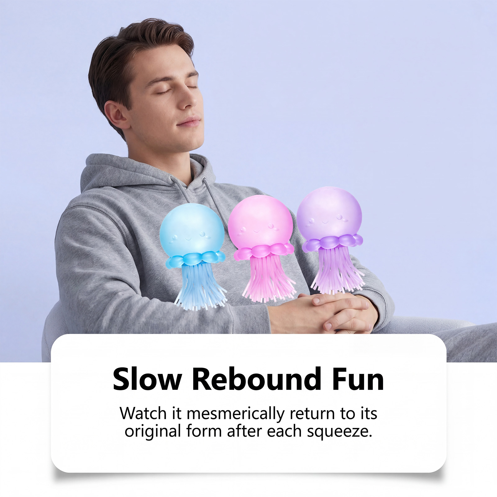(Pink) Jellyfish Squishy Sensory Toy Simulated Stress Relief Ball Reduce Anxiety Squeeze Toy Creative Slow Rebound Toys Adult Kid Gift ﻿