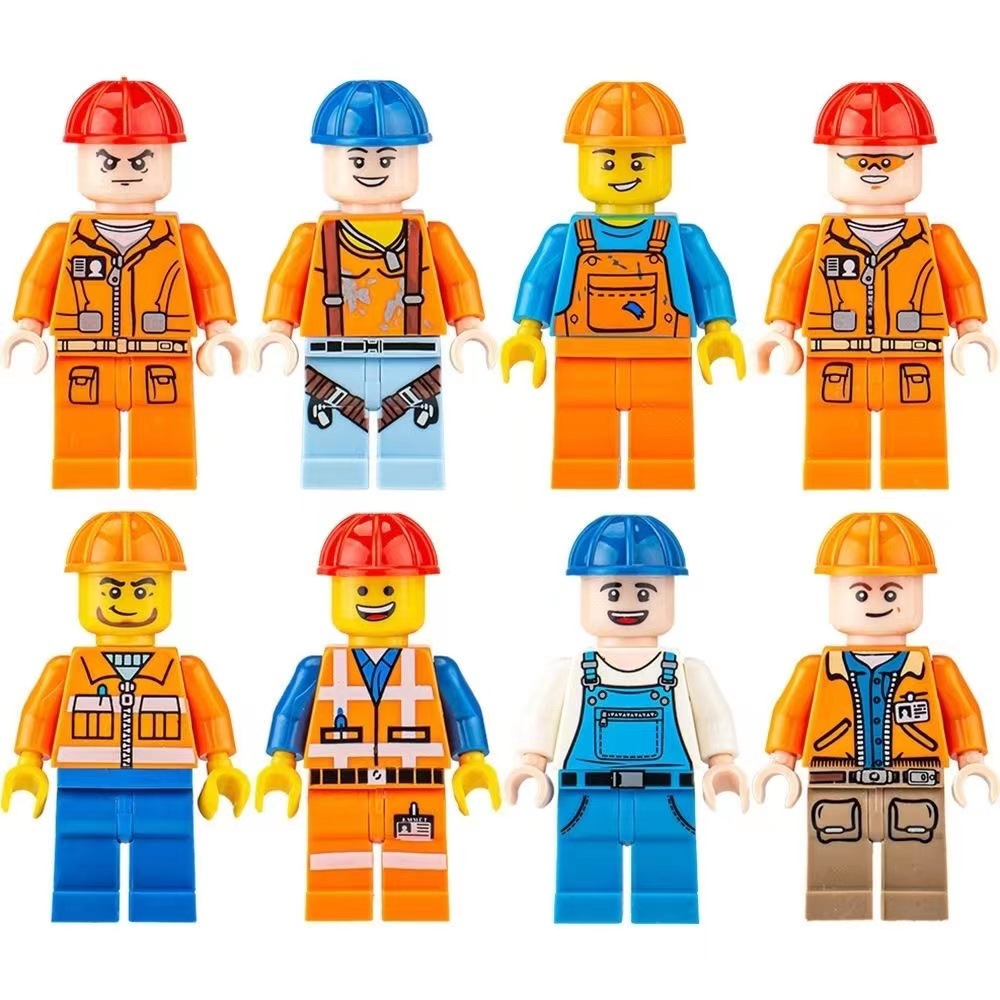 (Game) Hot City Action Mini Figures Building Block Engineer Vacation Scene Bricks Toys Gifts for Kids