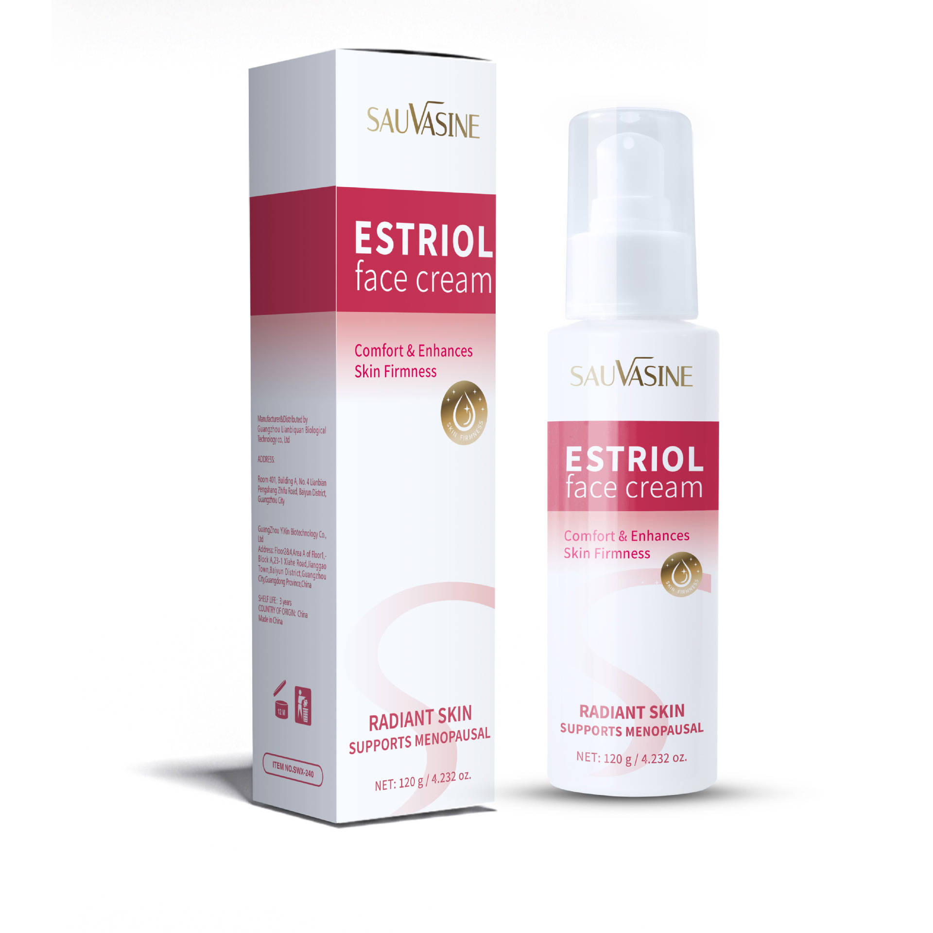 Estriol Face Cream Hormone Balancing Firming Moisturising Skin Care for Daily Home Use Natural 120g