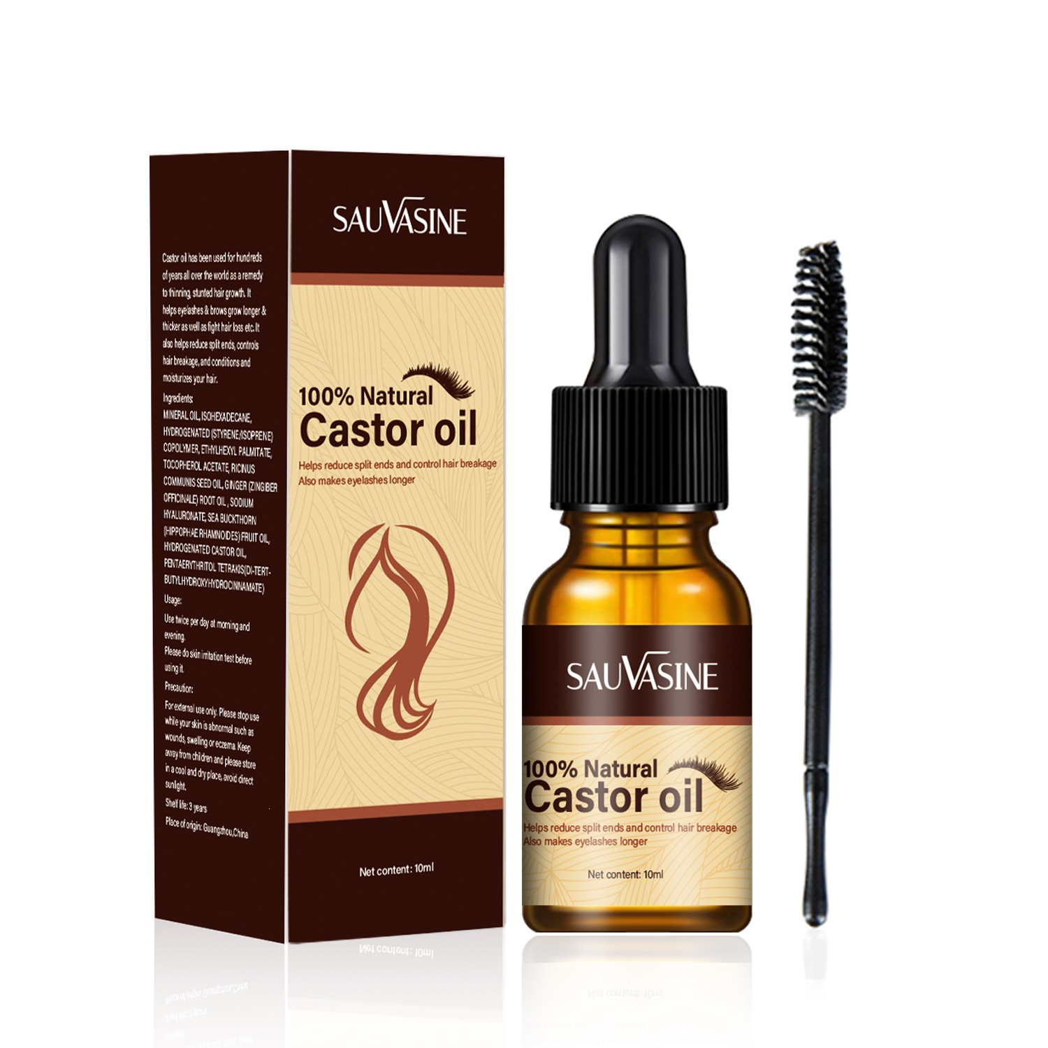 Castor Oil For Eyelash Eyebrow And Hair Nourishing Conditioning And Gentle Root Care 10ml