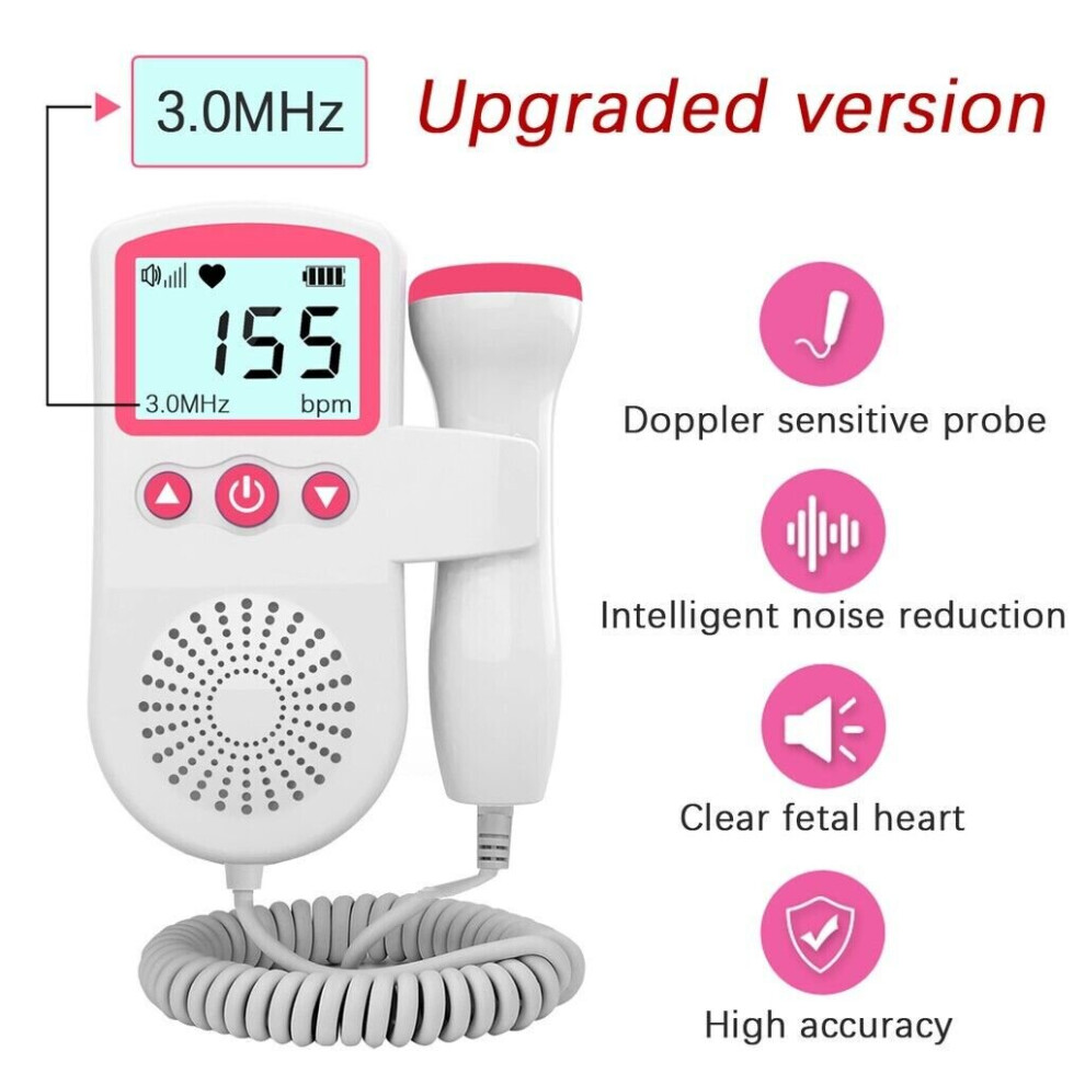1X Probe Prenatal Fetal Doppler Baby Heart Beat Rate Monitor Detector
