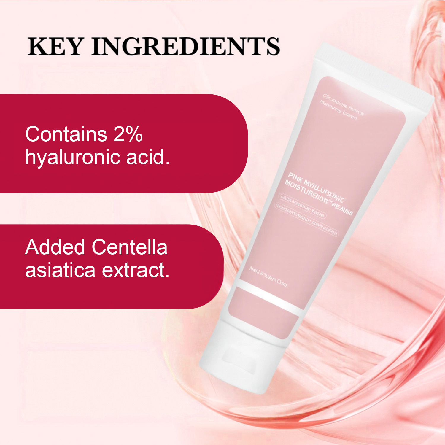 Pink Hyaluronic Acid Moisturizing Cream Deep Hydration Plumping Skin Softening Daily Face Nourishing Treatment 50g