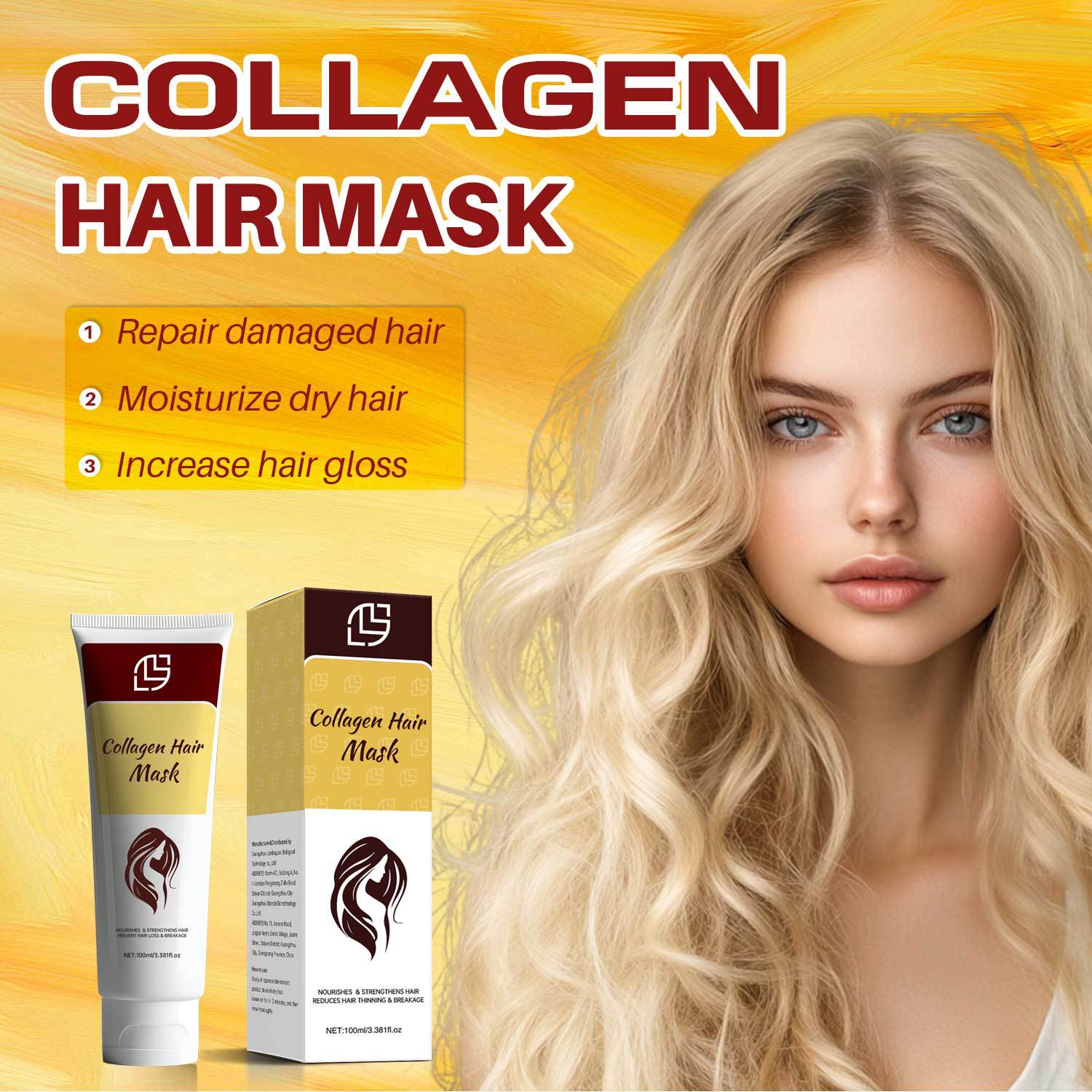 Collagen Conditioner Moisturizing Repair Strengthening Anti Hair Loss For Dry Damaged Hair Daily Nourishing Care 100ml