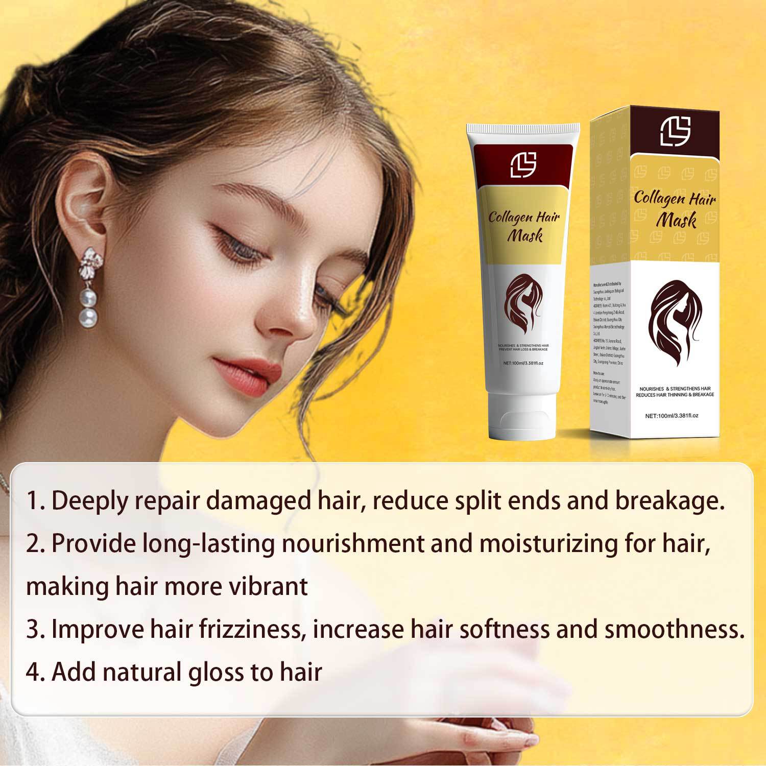 Collagen Conditioner Moisturizing Repair Strengthening Anti Hair Loss For Dry Damaged Hair Daily Nourishing Care 100ml