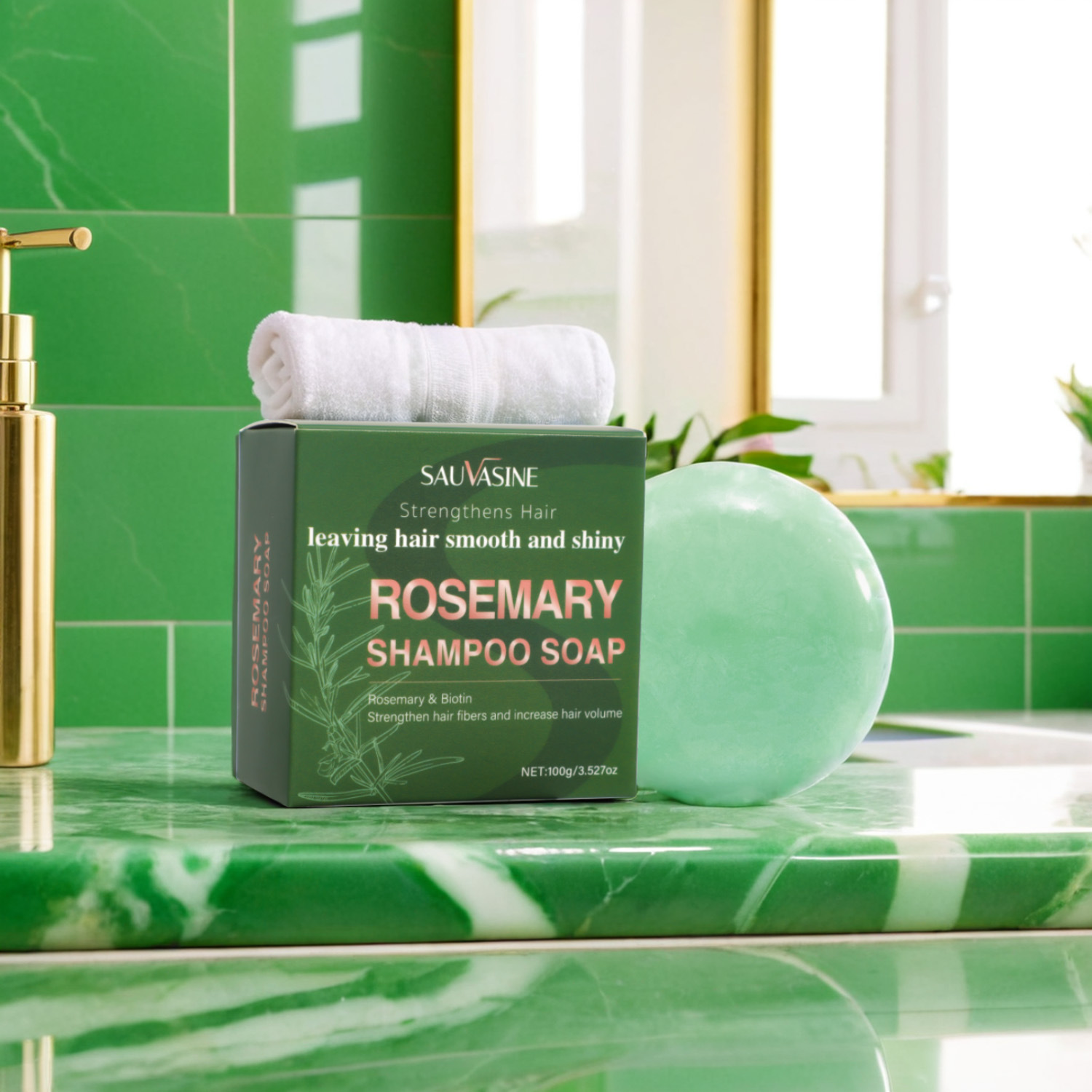 Rosemary Shampoo Bar Deep Cleansing Frizz Control Nourishing For Dry Damaged Hair Daily Scalp And Strand Care 100g