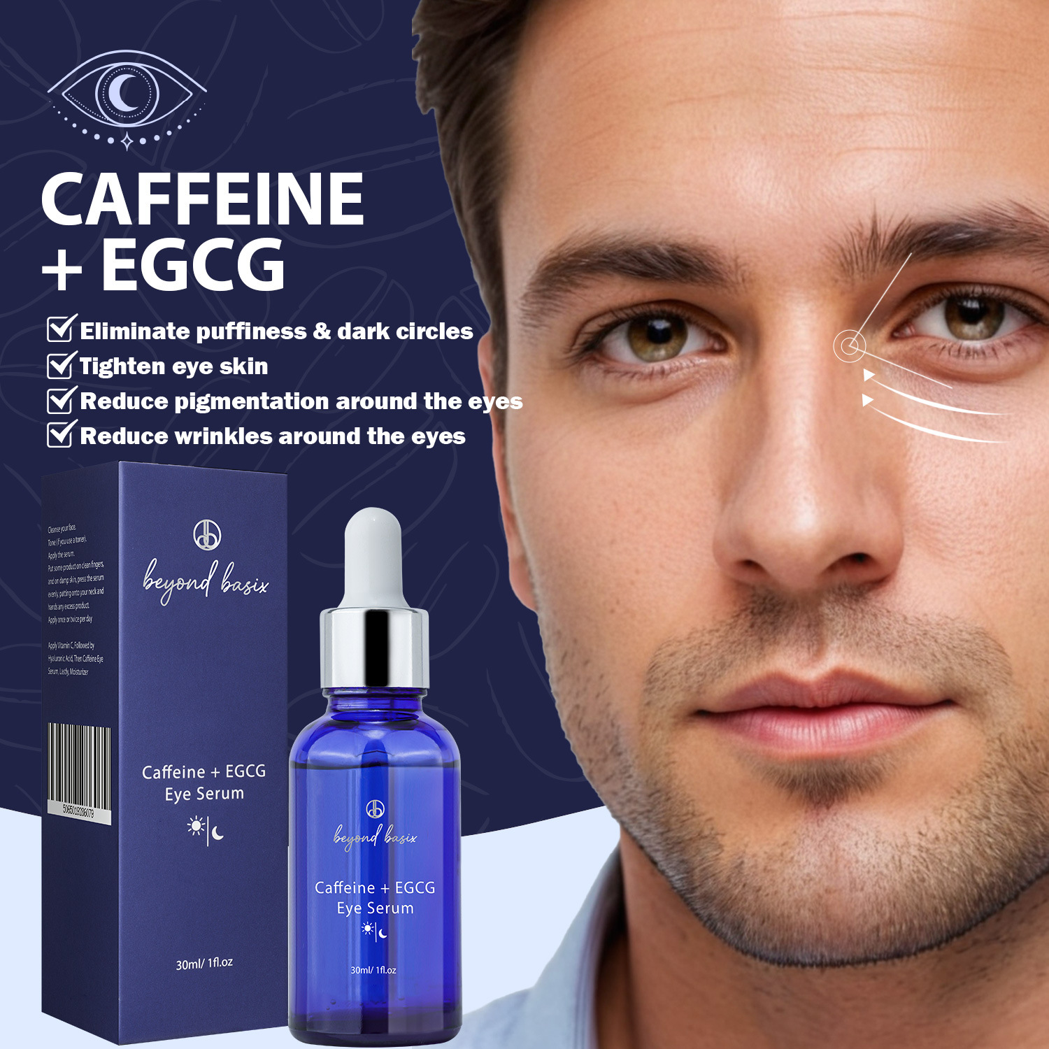 Caffeine EGCG Eye Serum Firming Puffiness Relief Dark Circles Fine Lines Hydrating Daily Eye Care Treatment 30ml