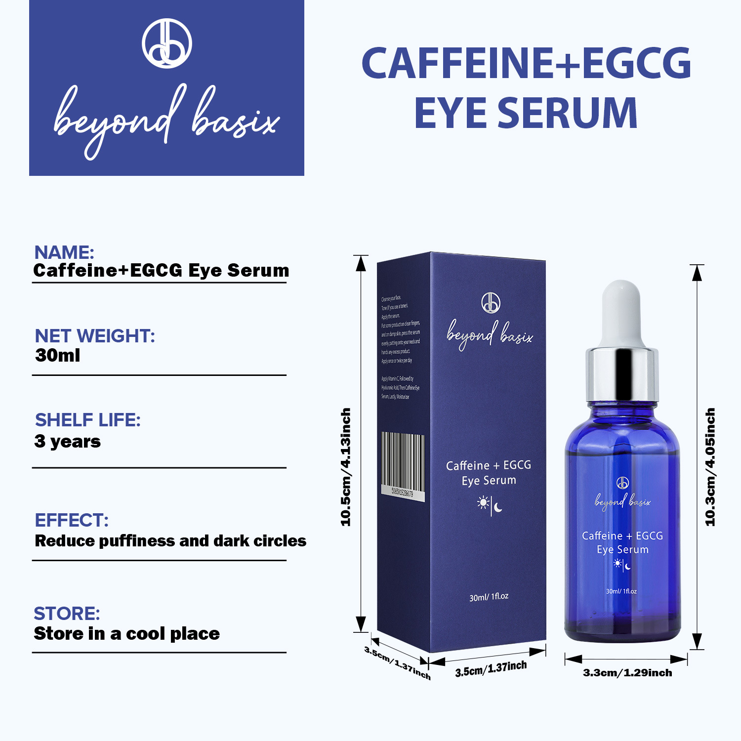 Caffeine EGCG Eye Serum Firming Puffiness Relief Dark Circles Fine Lines Hydrating Daily Eye Care Treatment 30ml