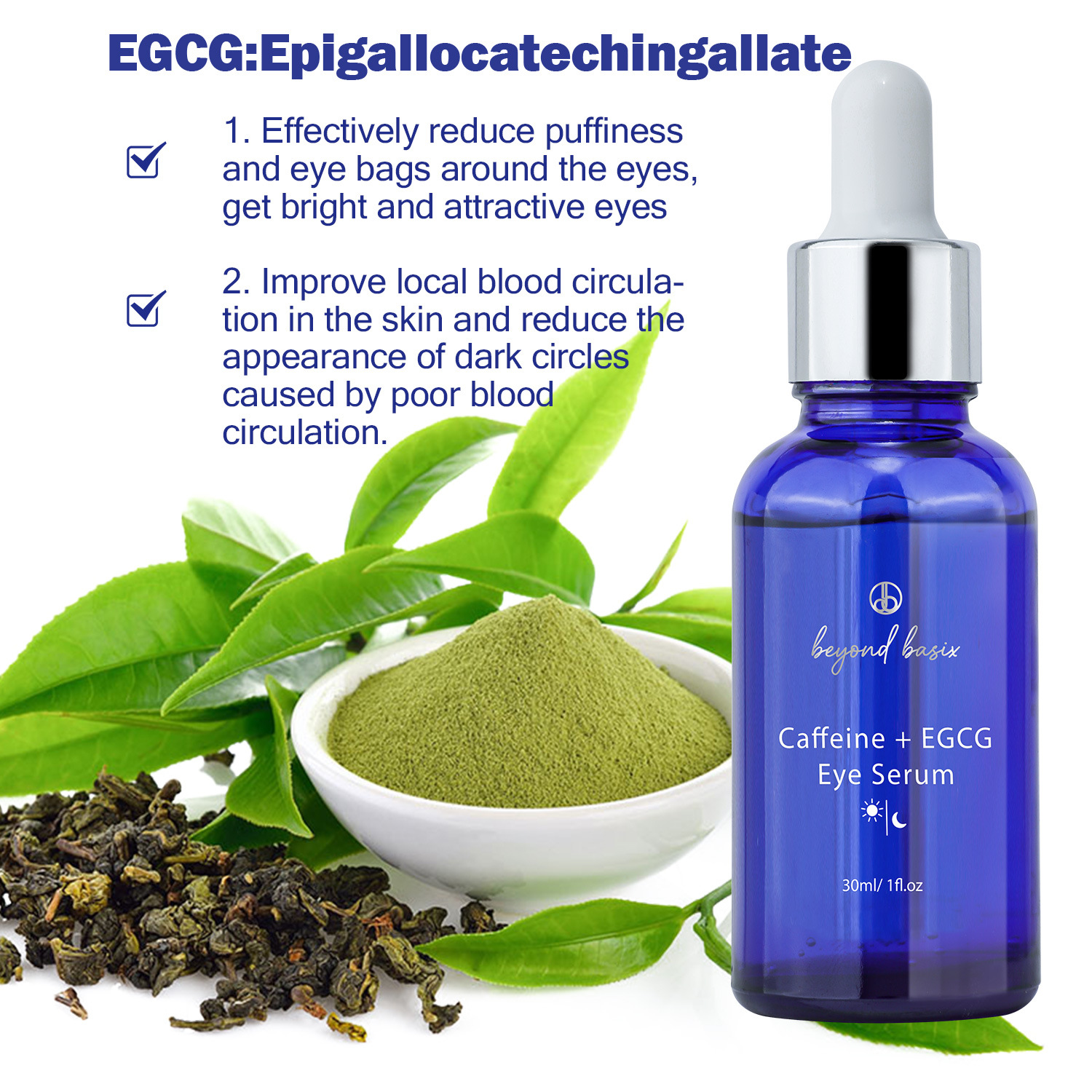 Caffeine EGCG Eye Serum Firming Puffiness Relief Dark Circles Fine Lines Hydrating Daily Eye Care Treatment 30ml