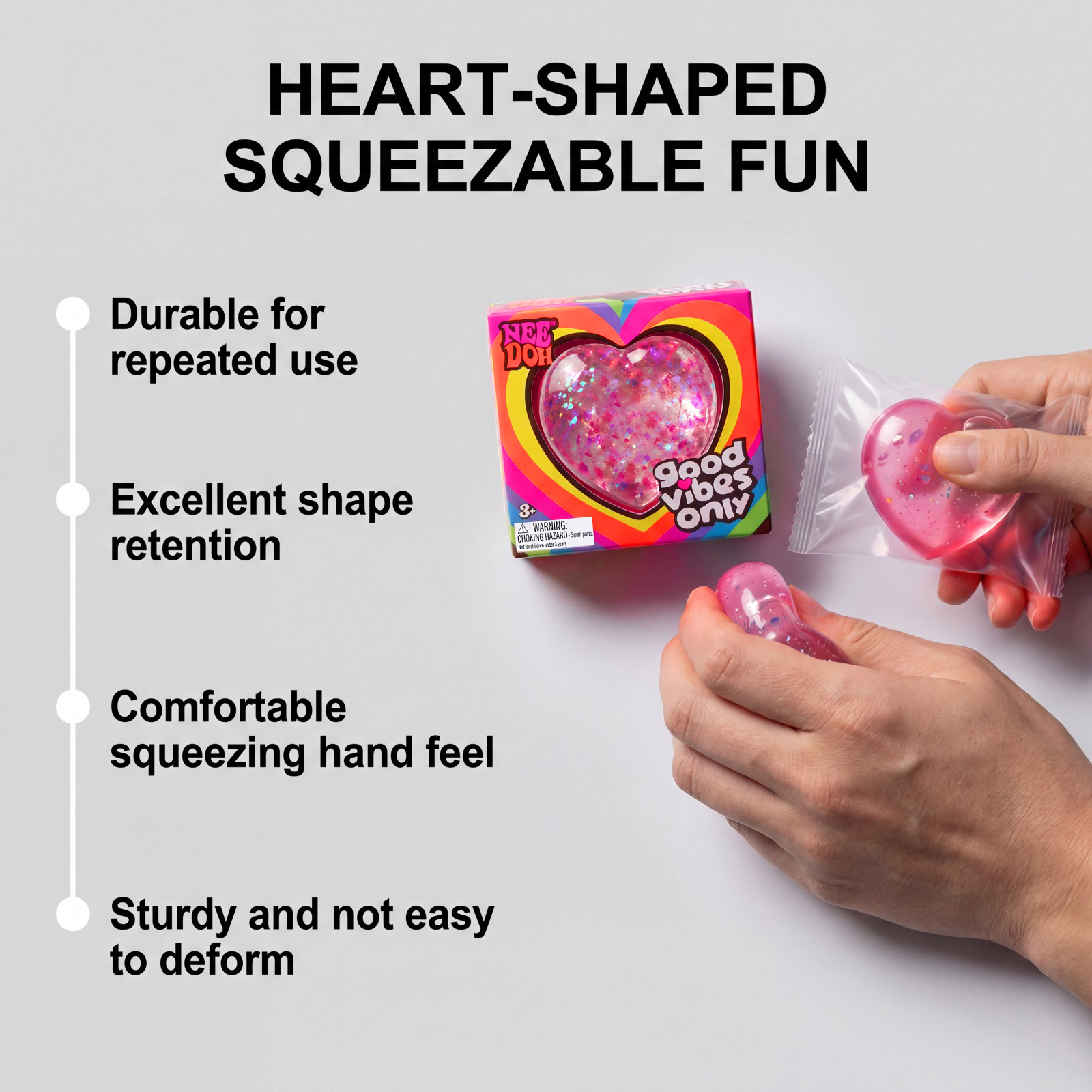(Purple) Heart Squishy Toy Soft Smooth Non Sticky Fast Rebound Cute Tiny Portable Palm Play Item
