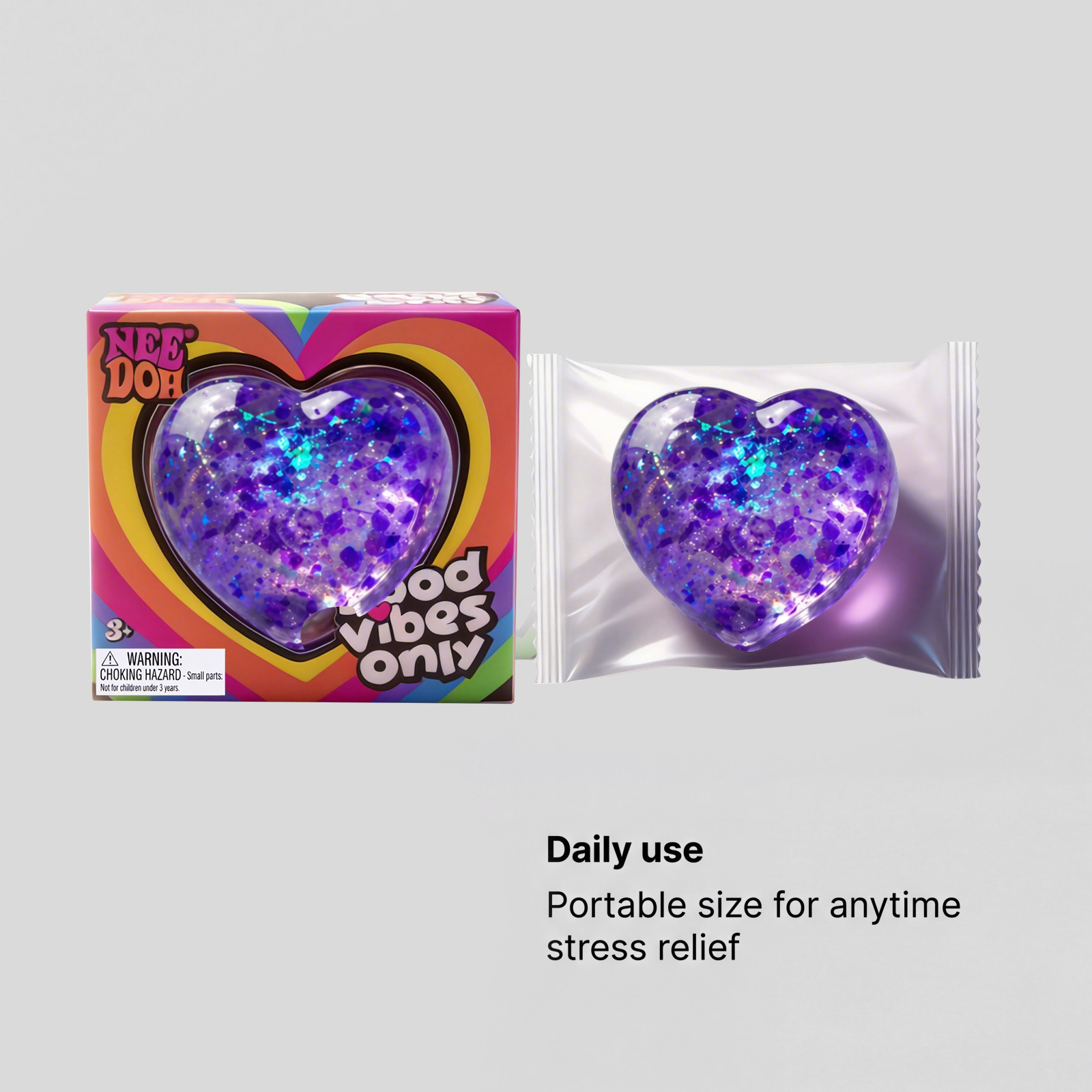 (Purple) Heart Squishy Toy Soft Smooth Non Sticky Fast Rebound Cute Tiny Portable Palm Play Item