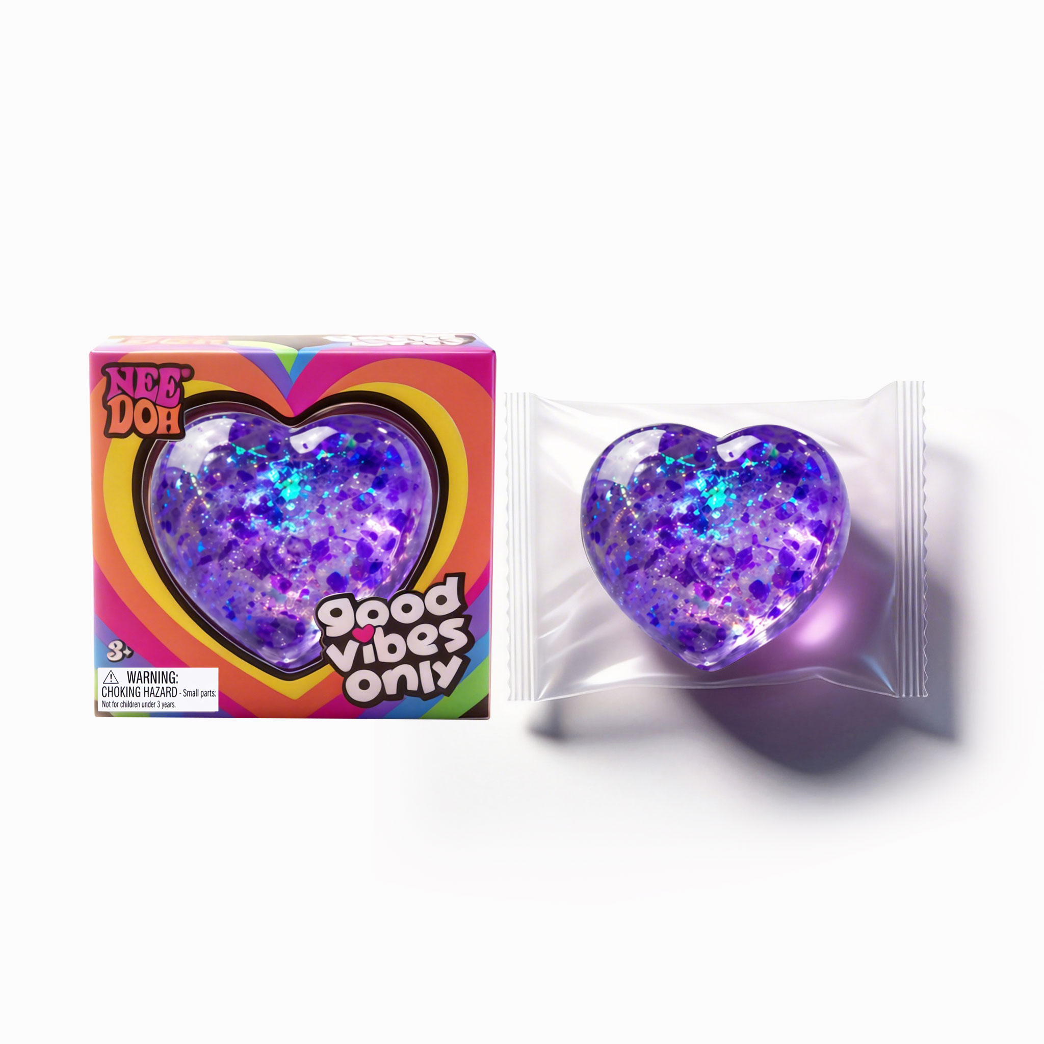 (Purple) Heart Squishy Toy Soft Smooth Non Sticky Fast Rebound Cute Tiny Portable Palm Play Item