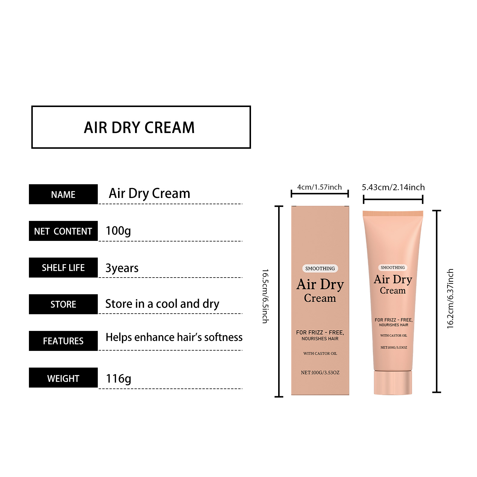Hair Smoothing Conditioning Cream Daily Nourishing Gentle Care Silky Glossy Light Frizzy Hair Strands Tresses