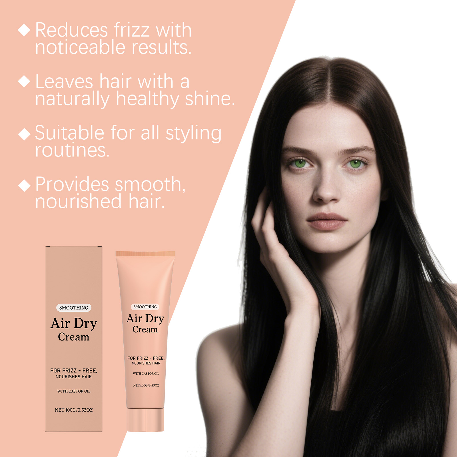 Hair Smoothing Conditioning Cream Daily Nourishing Gentle Care Silky Glossy Light Frizzy Hair Strands Tresses