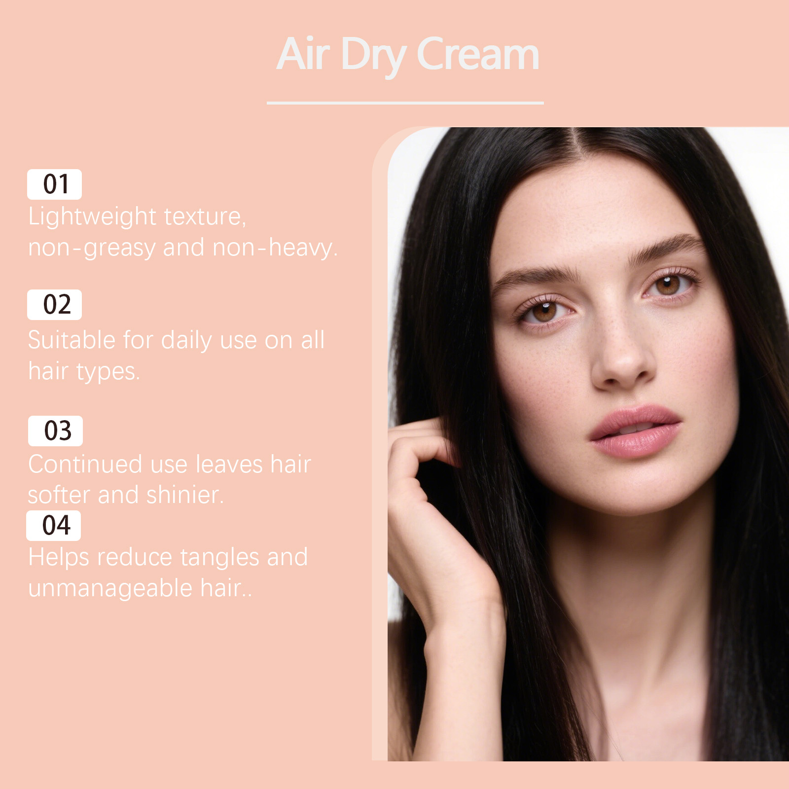 Hair Smoothing Conditioning Cream Daily Nourishing Gentle Care Silky Glossy Light Frizzy Hair Strands Tresses