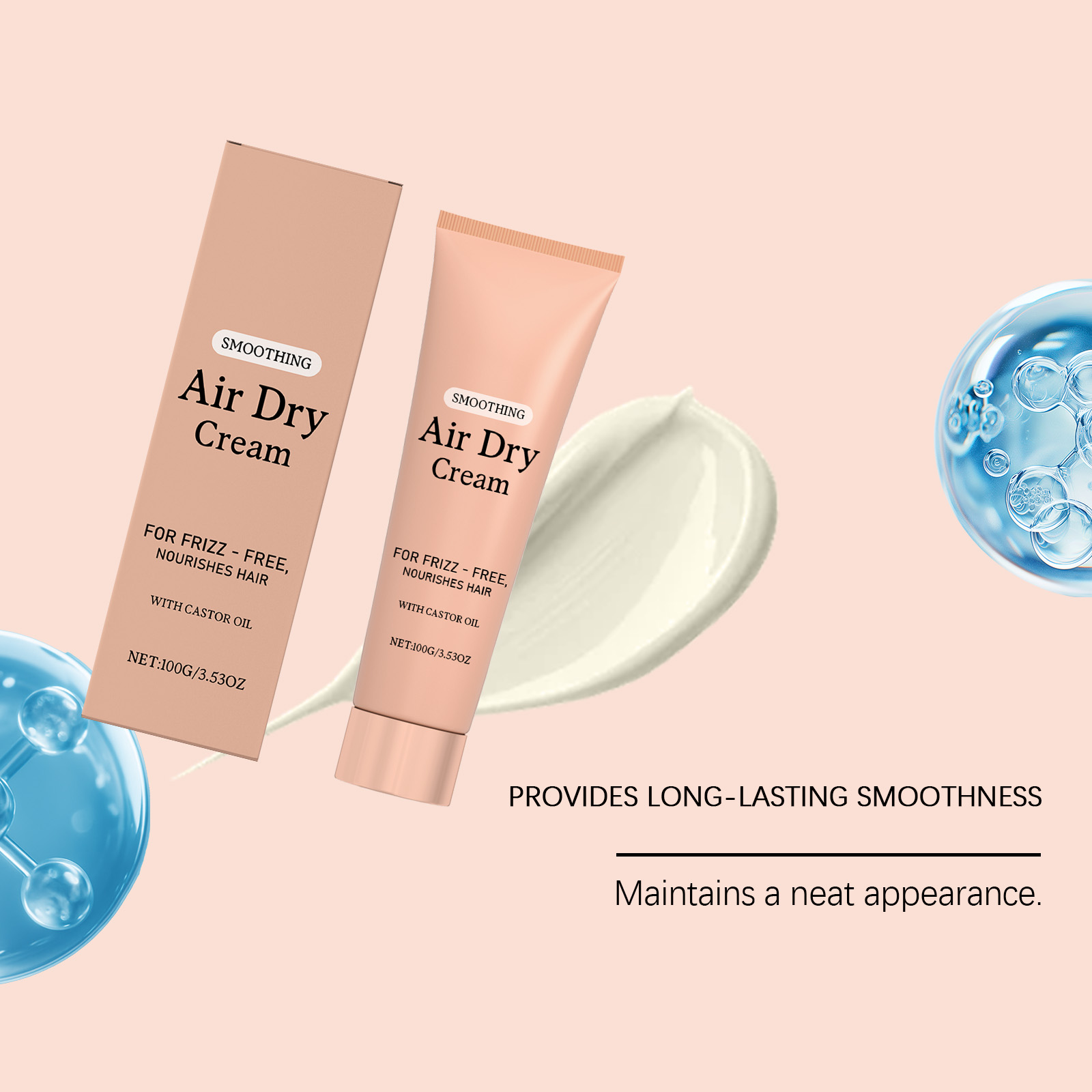 Hair Smoothing Conditioning Cream Daily Nourishing Gentle Care Silky Glossy Light Frizzy Hair Strands Tresses