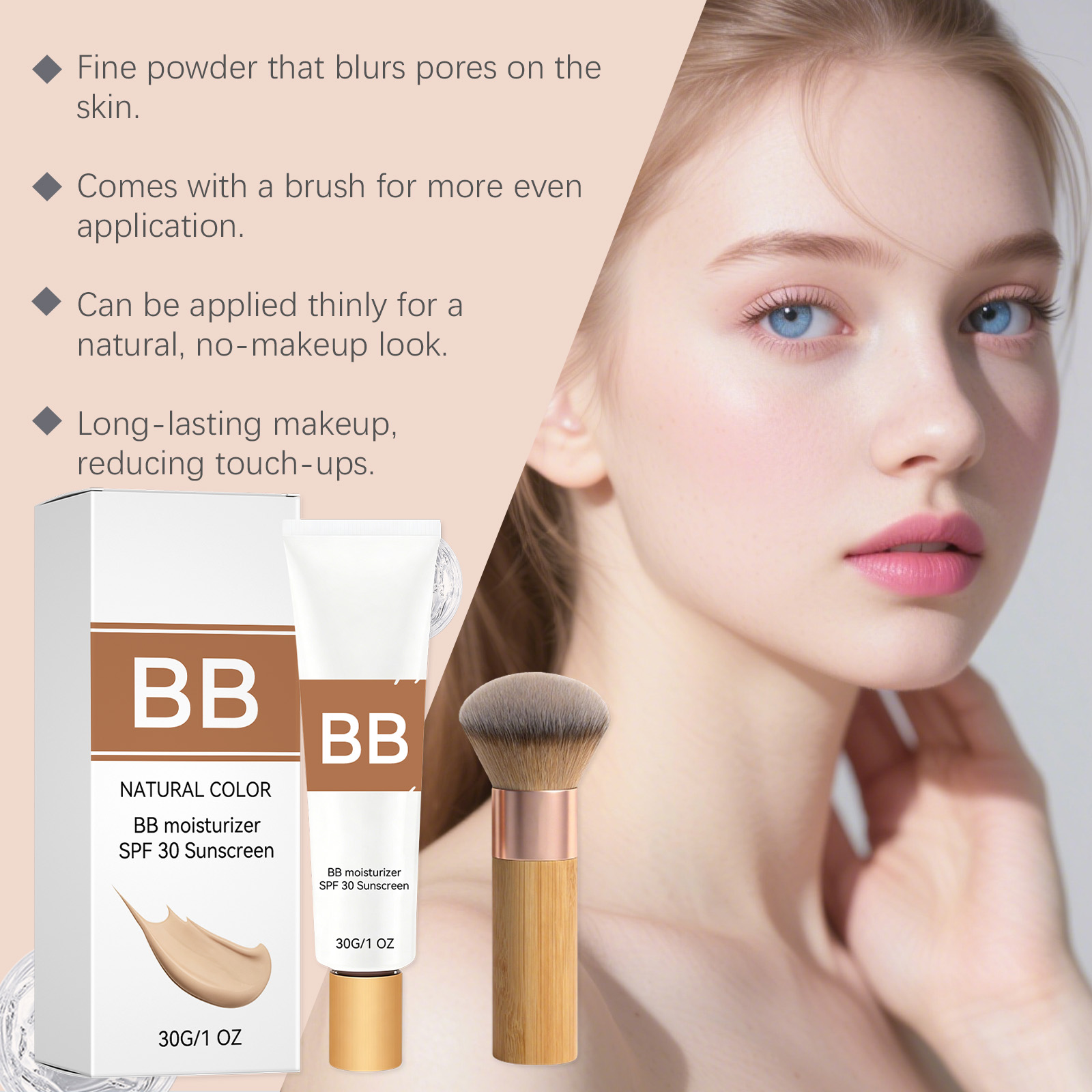 Moisturizing Sunscreen Bb Cream Natural Shade Mild Light Hydrating Watery Fresh Smooth Fine Fit Facial Skin