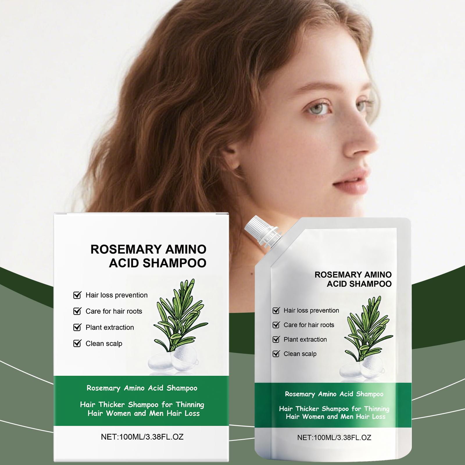 Rosemary Fluffy Shampoo Gentle Clean Hair Natural Volumizing Moisturize Repair Split Ends Bright Soft Hair Care For All Hair Strands