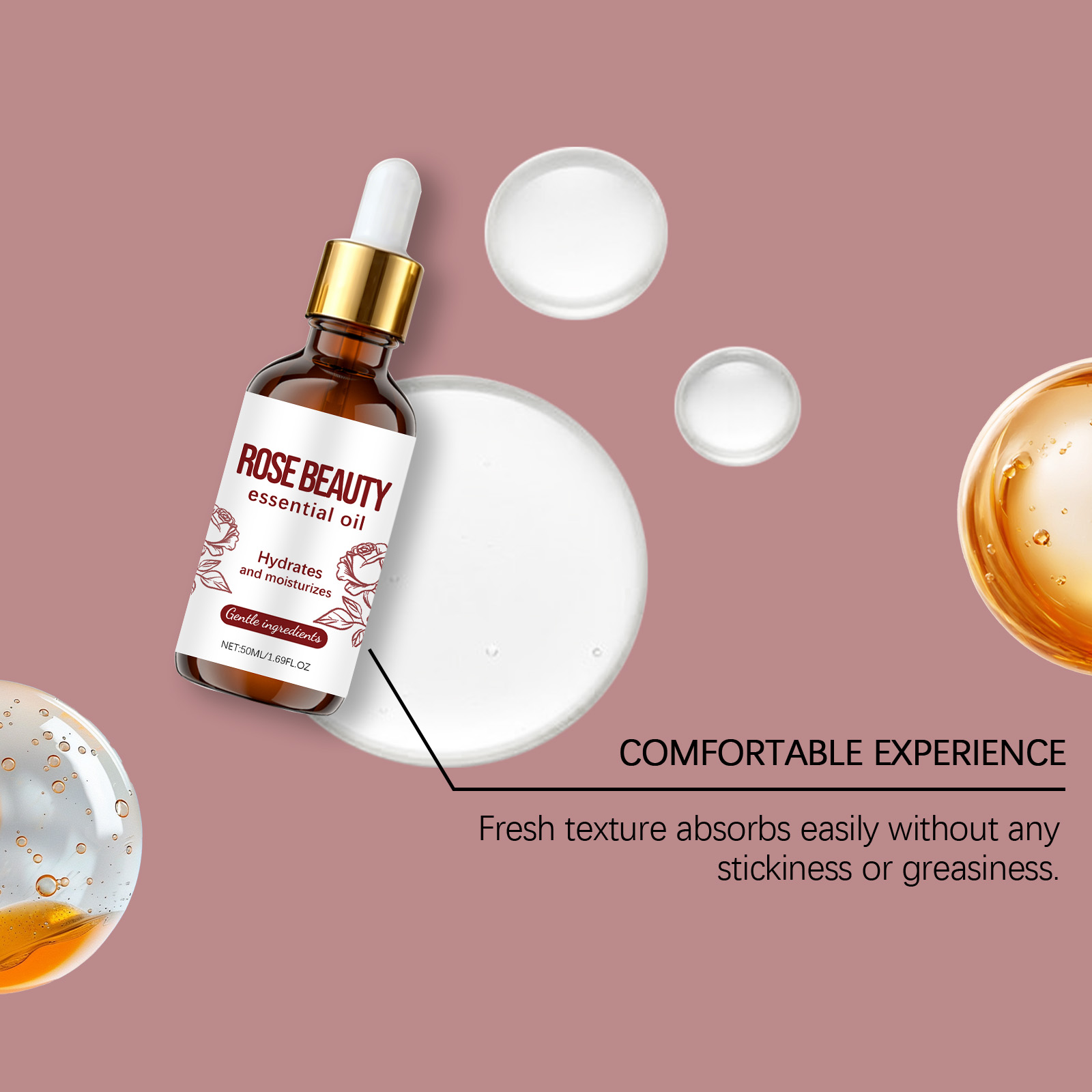 Rose Nourishing Essential Oil Moisturizing Silky Refreshing Brightening Softening Mild Hydrating Daily Skin Care
