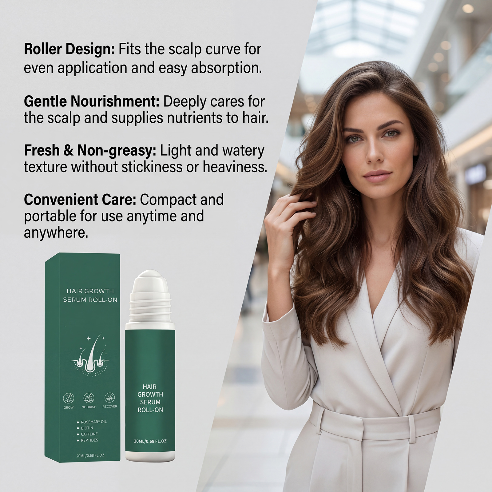 Hair Care Roller Essence Refriable Texture Quick Absorption By Massage Reduce Frizz Daily Scalp Maintenance