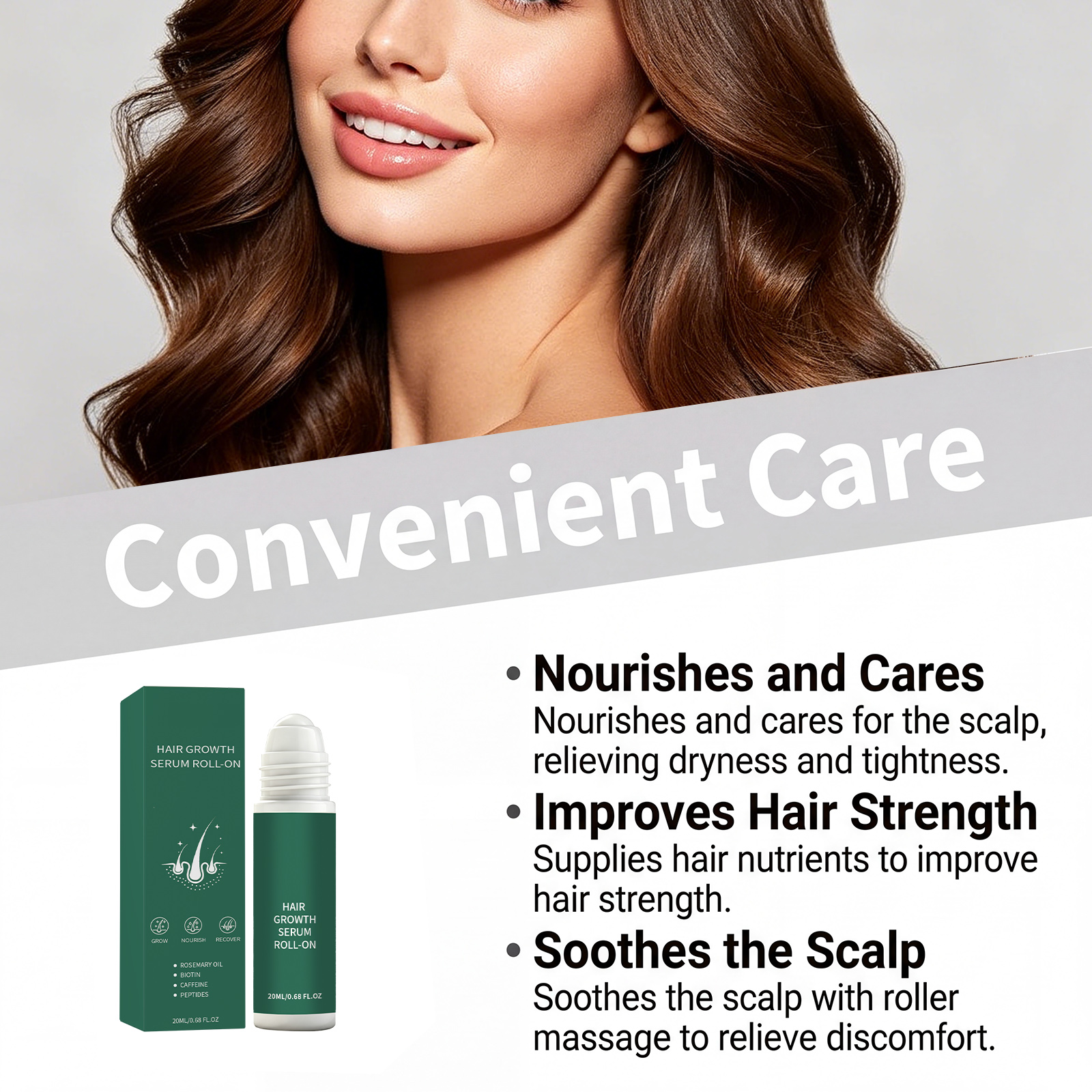 Hair Care Roller Essence Refriable Texture Quick Absorption By Massage Reduce Frizz Daily Scalp Maintenance