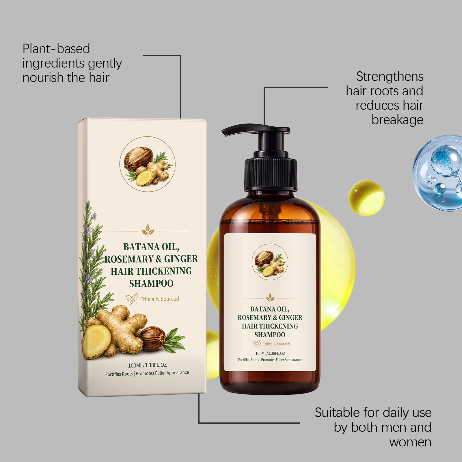 Batana Oil Hair Growth Shampoo Nourish Firm Repair Oil Control Men Women Daily Scalp Clean Care