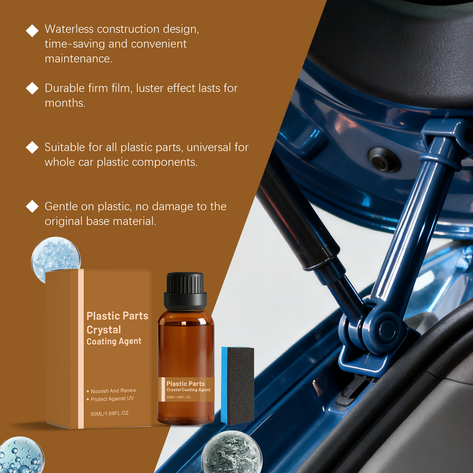 Car Plastic Care Agent Clean Remove Stains Bright Renew Wipe Film Protect Interior Plastic Surface Material
